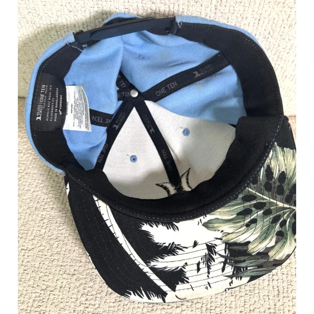 Hurley Yupoong‎ One Ten Hawaiian Floral Tropical Palm Trees Snapback Hat Blue